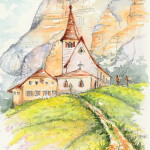 "RIFUGIO S. CROCE IN BADIA" - Acquerello e inchiostro su carta, 21x28 cm, anno 2013