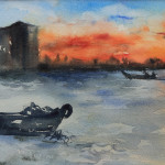 "ALBA A MURANO" - Acquerello su carta, 20x50 cm, anno 2018