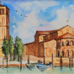 "BASILICA SS. MARIA E DONATO" - Acquerello su carta, 20x50 cm, anno 2018