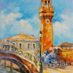 "TORRE DELL'OROLOGIO" - Olio su tela, 24x30 cm, anno 2015