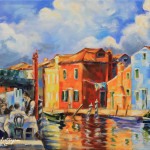 "BURANO A TAVOLA" - Olio su tela, 60x40 cm, anno 2016